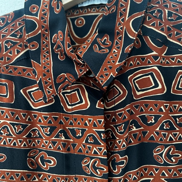⭐️ NEW Vintage 100% Silk Gillian Size 4 Black Brown Patterned Button Down Dress - Picture 6 of 11